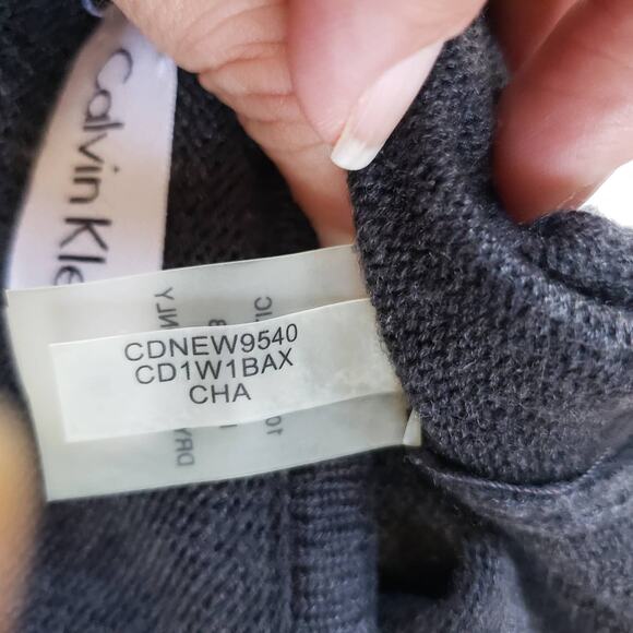 Calvin Klein Knit Dress Sz S Whimsigoth Ruffle Romantic Goth Witchy Gray Winter - Picture 12 of 12